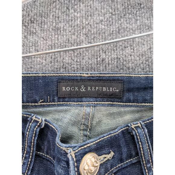 Womens Rock & Republic Kasandra Jeans Size 4M Blue Denim Decorated Pockets Bling - Picture 7 of 10
